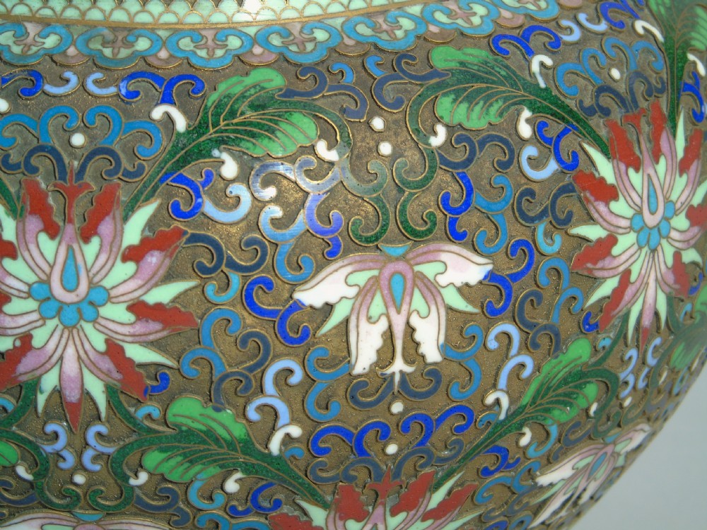 Antique Large Chinese Champleve Enamel Vase and Cover View V