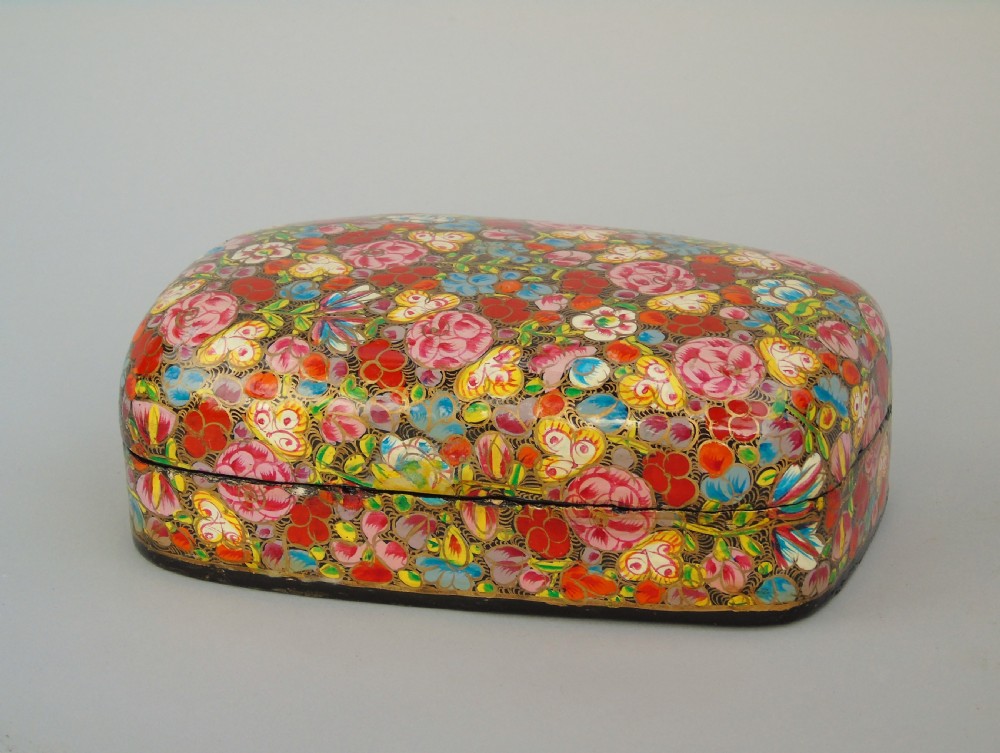 Antique Kashmir Papier Mache Millefiori Lidded Box