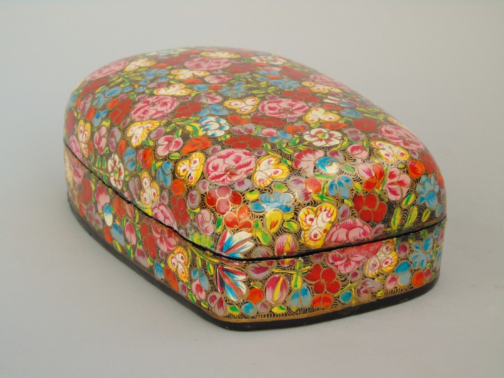 Antique Kashmir Papier Mache Millefiori Lidded Box View IV
