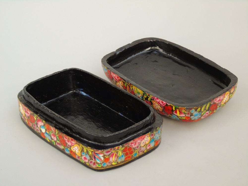 Antique Kashmir Papier Mache Millefiori Lidded Box View V