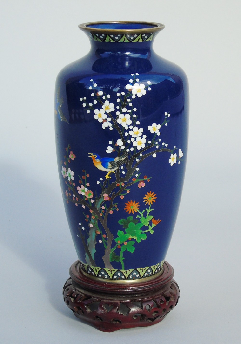 Exceptional  Japanese Cloisonne Vase on Stand