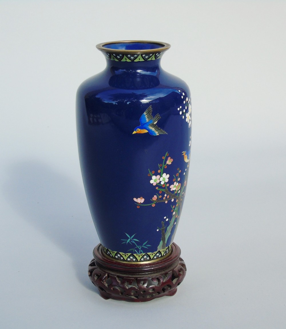 Exceptional  Japanese Cloisonne Vase on Stand View VI