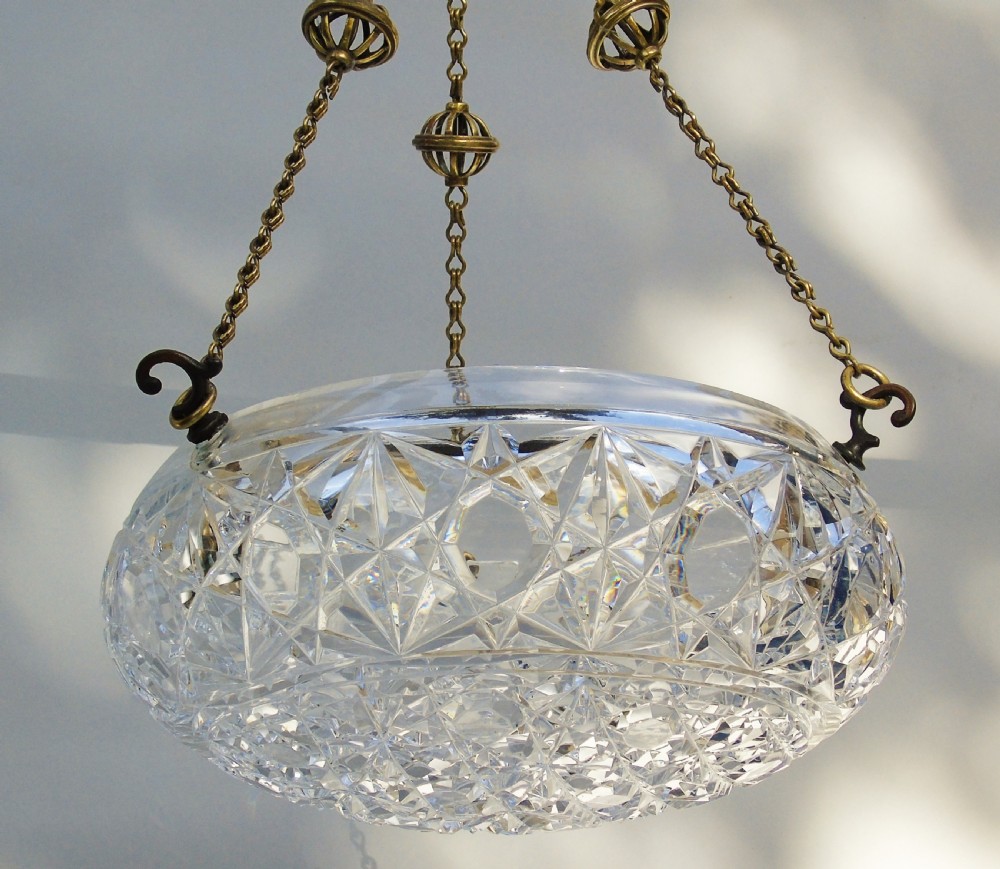 Superb Antique Cut Glass Hanging Ceiling Light View IV