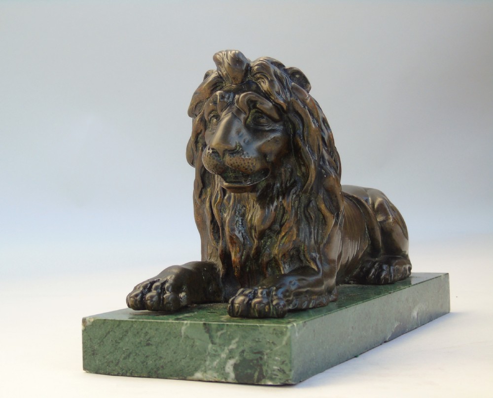 19th Century Antique Bronze of Recumbent Lion View IV
