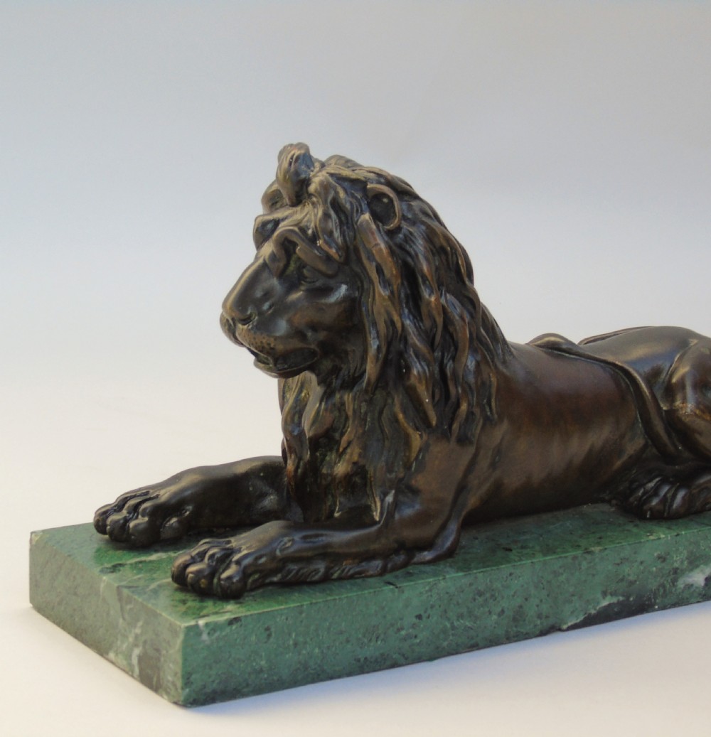19th Century Antique Bronze of Recumbent Lion View III