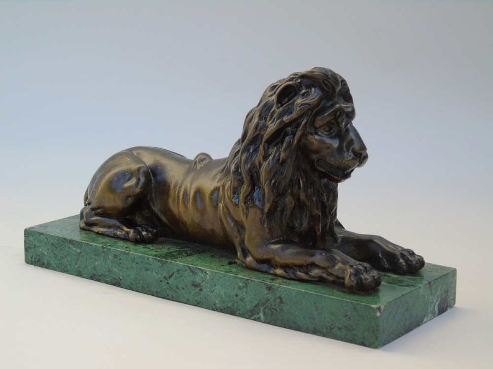 19th Century Antique Bronze of Recumbent Lion View II