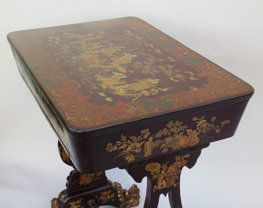 Antique Chinoiserie Sewing Table View VI