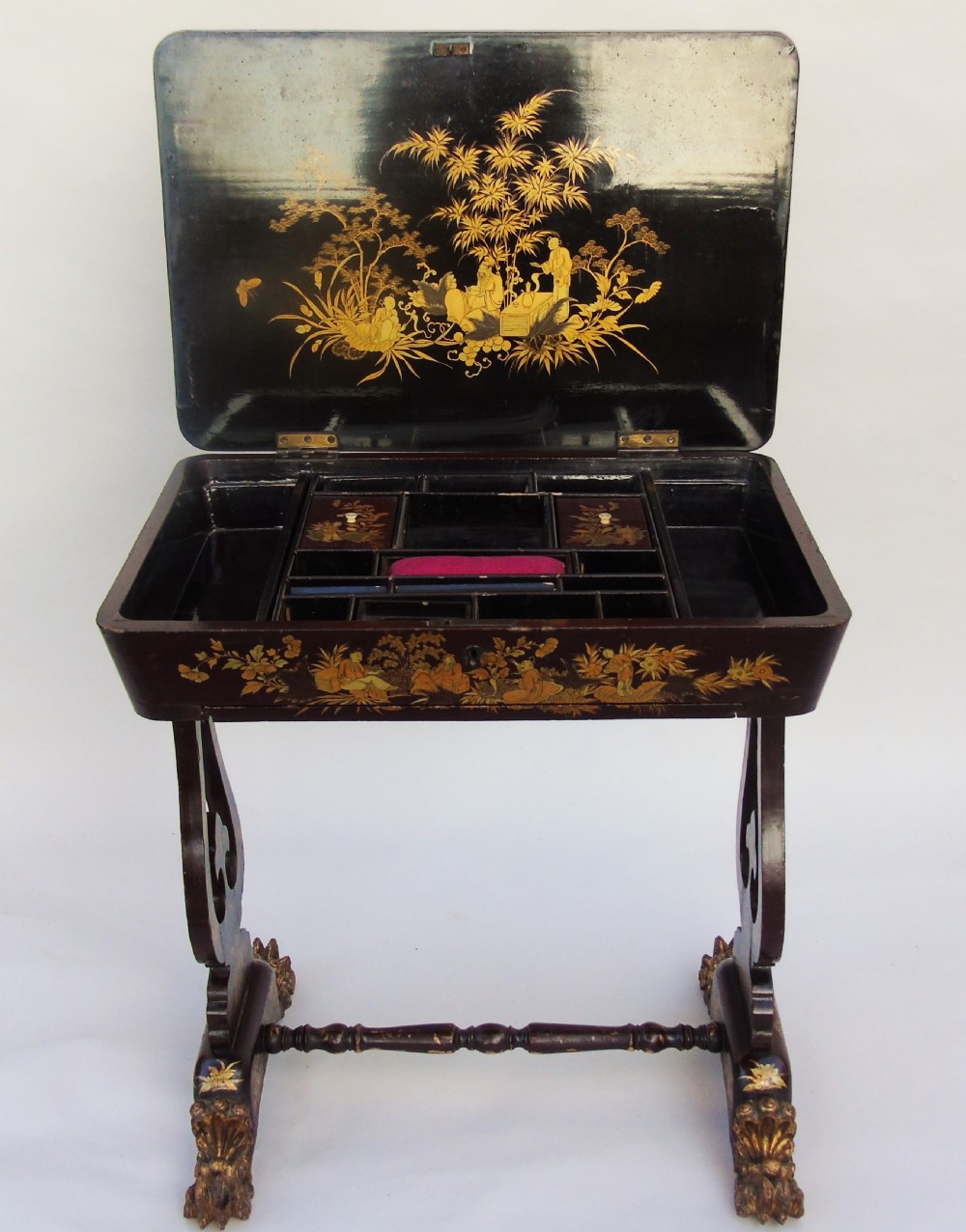Antique Chinoiserie Sewing Table View IX