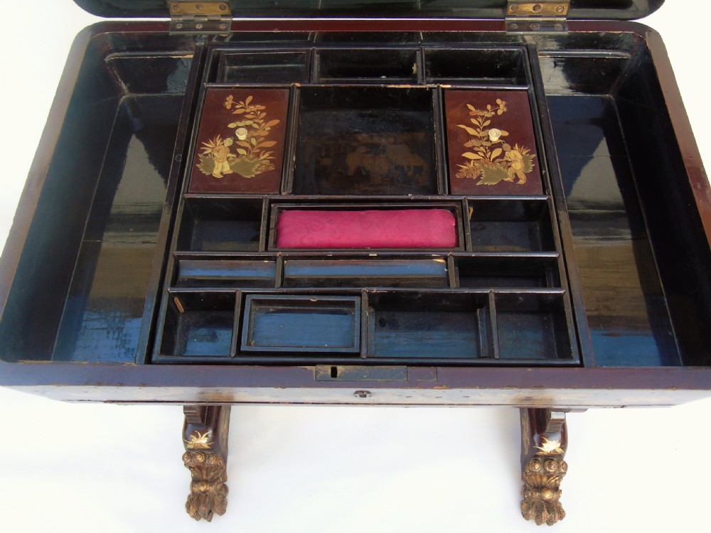 Antique Chinoiserie Sewing Table View X