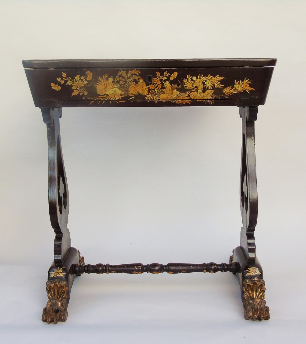 Antique Chinoiserie Sewing Table View XII