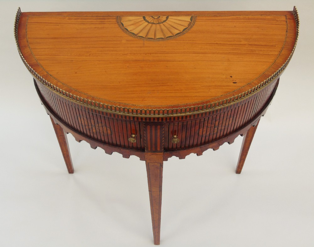 Antique Satinwood Demi Lune Side Table View II
