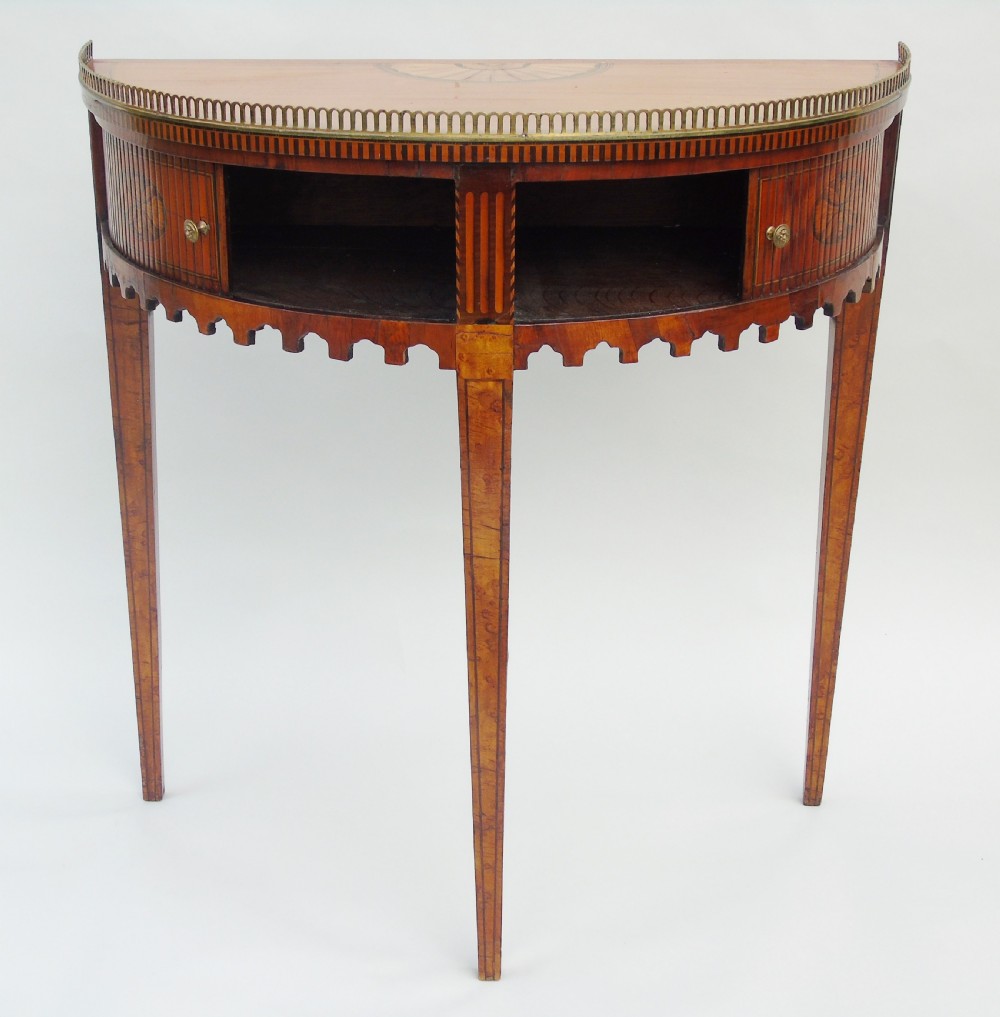 Antique Satinwood Demi Lune Side Table View VI