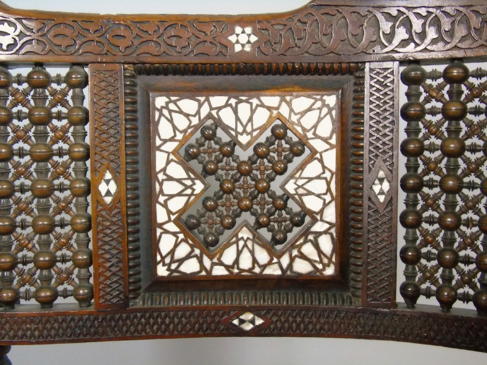 Antique Inlaid Syrian Hardwood Corner Armchair View IV