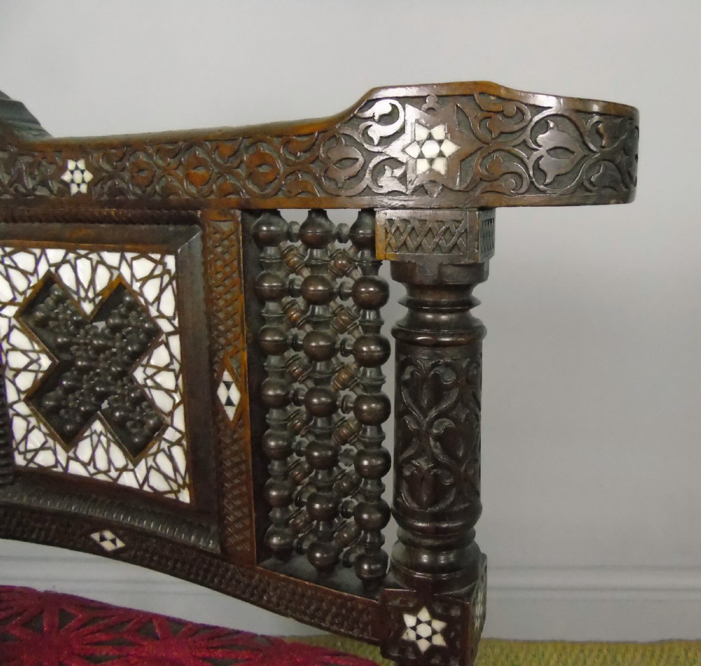 Antique Inlaid Syrian Hardwood Corner Armchair View VII