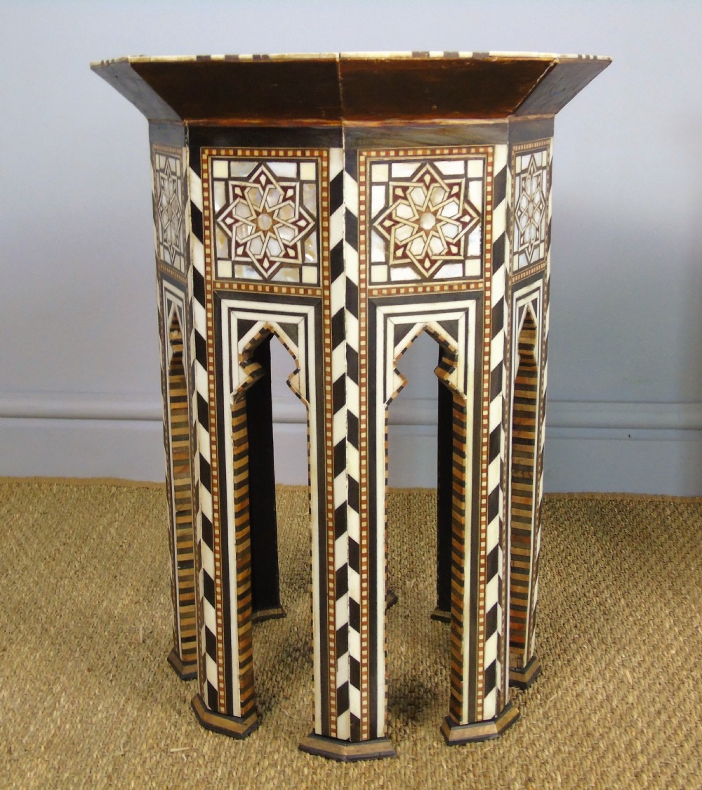 Antique Pair Syrian Mother of Pearl Inlaid Hardwood Tables View VIII