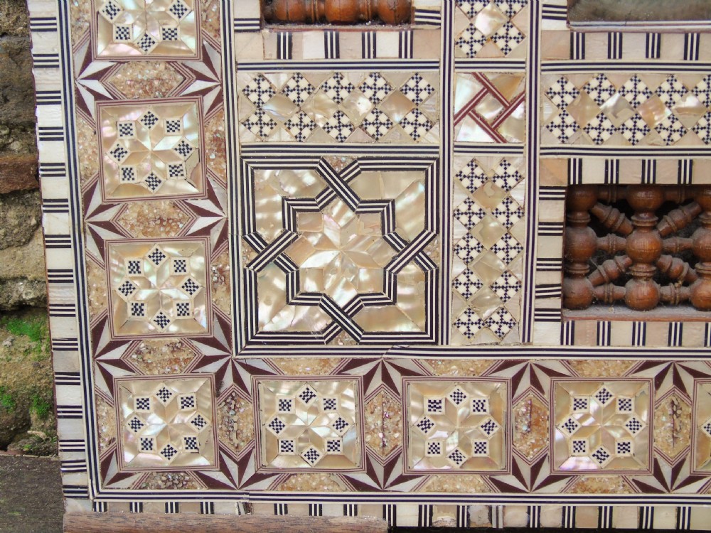 Stunning Antique Inlaid Damascus Mirror Mother of Pearl View IX