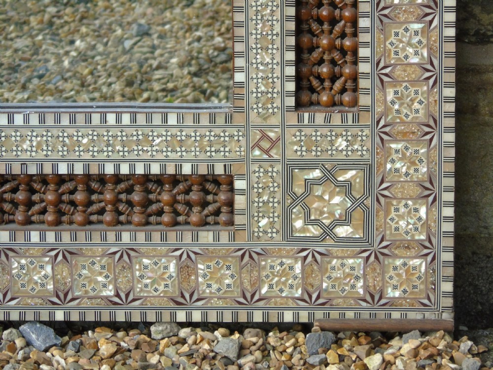 Stunning Antique Inlaid Damascus Mirror Mother of Pearl View XI