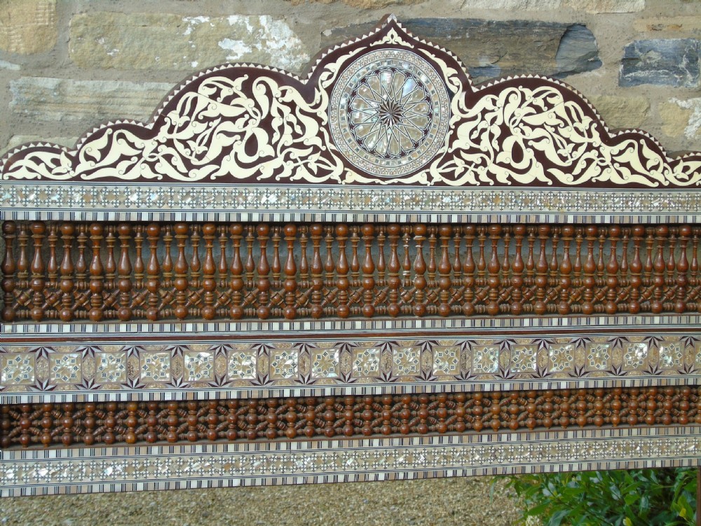 Stunning Antique Inlaid Damascus Mirror Mother of Pearl View XII
