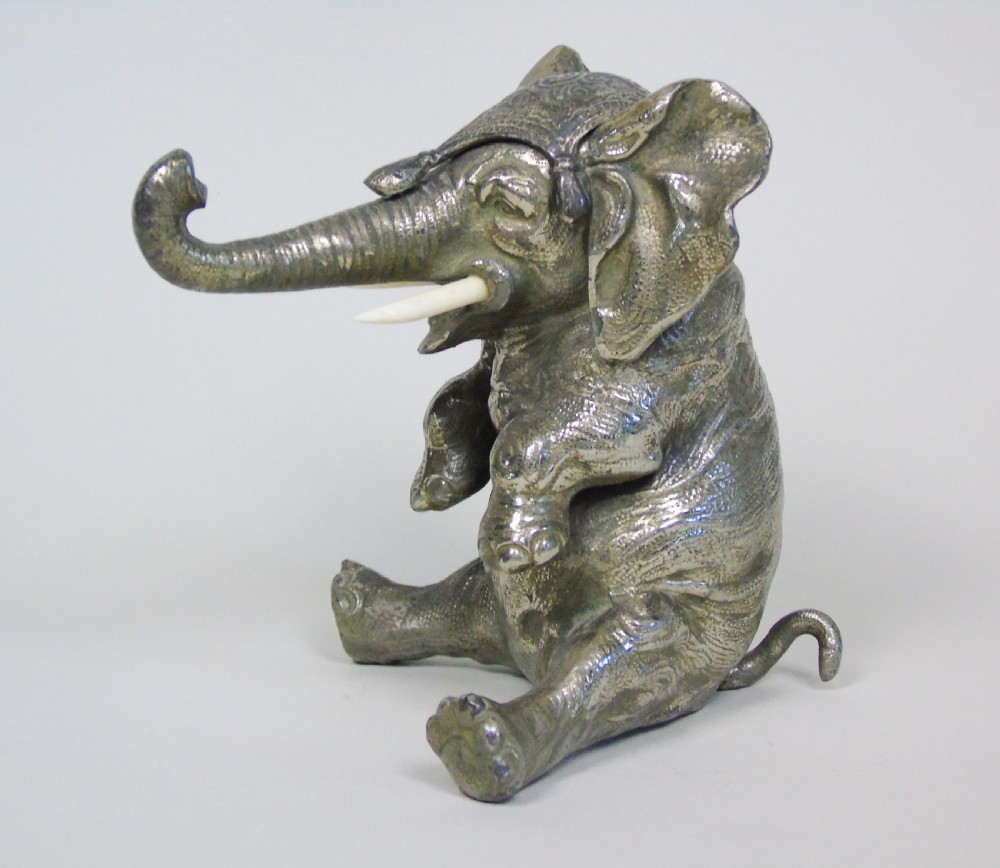 Signed Japanese Meiji Period Silver Elephant Inkwell View III