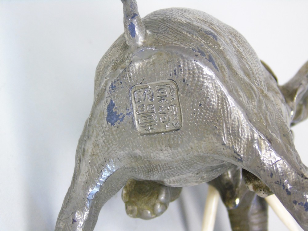 Signed Japanese Meiji Period Silver Elephant Inkwell View VIII
