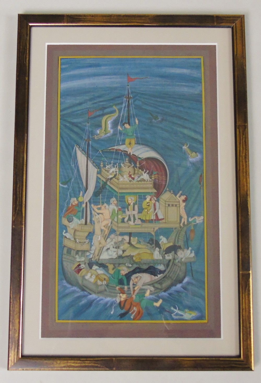 Antique Indian Gouache Painting Svayambhuva and his Ark
