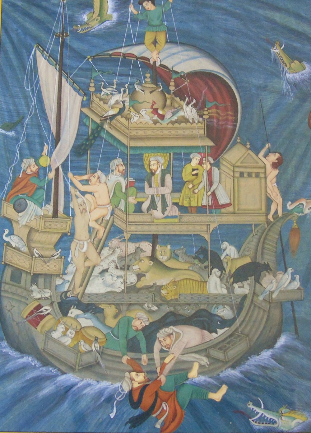 Antique Indian Gouache Painting Svayambhuva and his Ark View IV