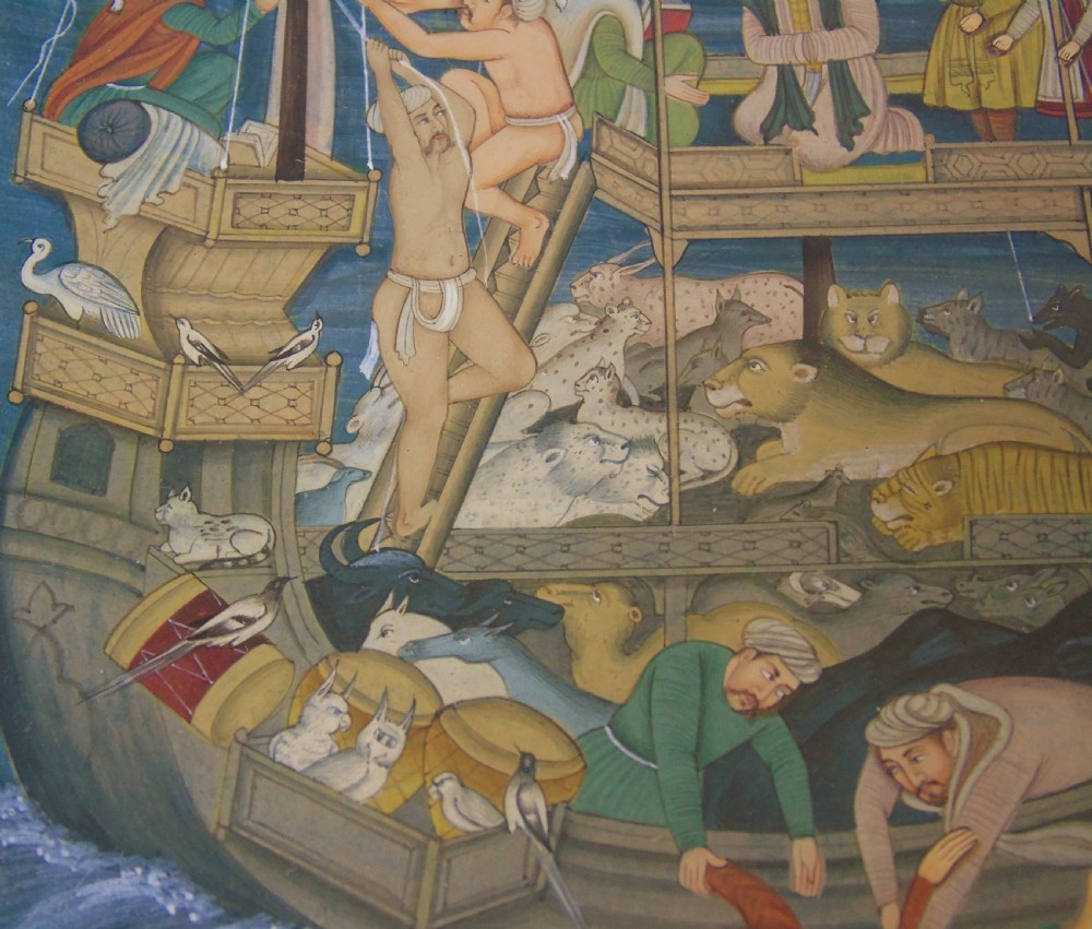 Antique Indian Gouache Painting Svayambhuva and his Ark View IX