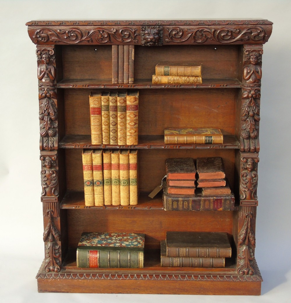 Victorian Carved Oak Dwarf Bookcase