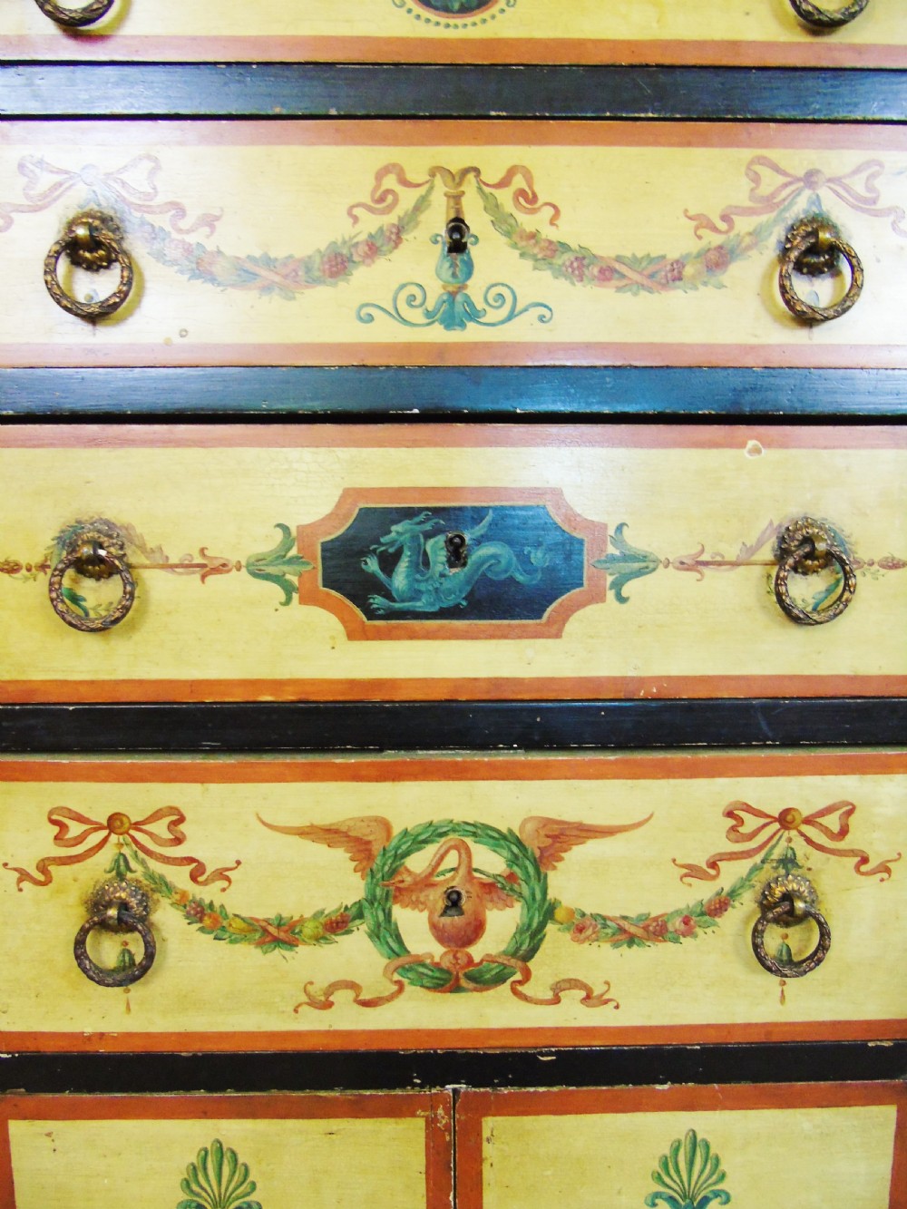 Antique Hand Painted Regency Marble Top Cabinet View III