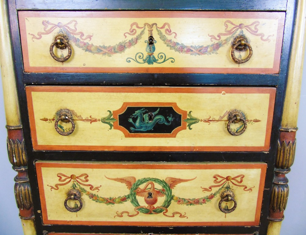 Antique Hand Painted Regency Marble Top Cabinet View VII