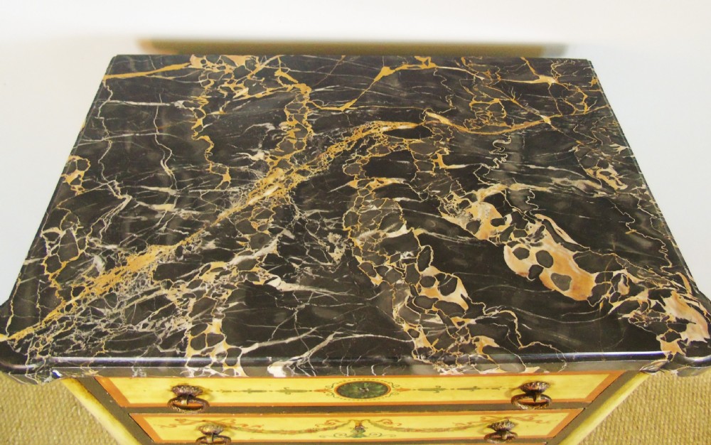 Antique Hand Painted Regency Marble Top Cabinet View X