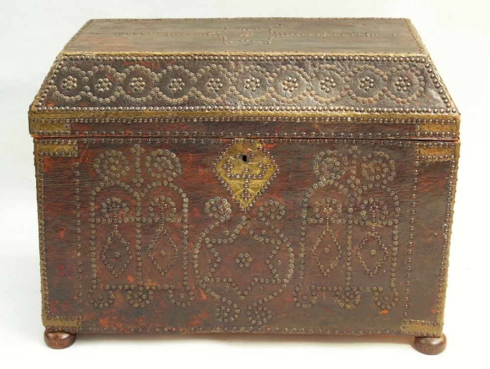 Stunning 19th Century French Studded Leather Chest