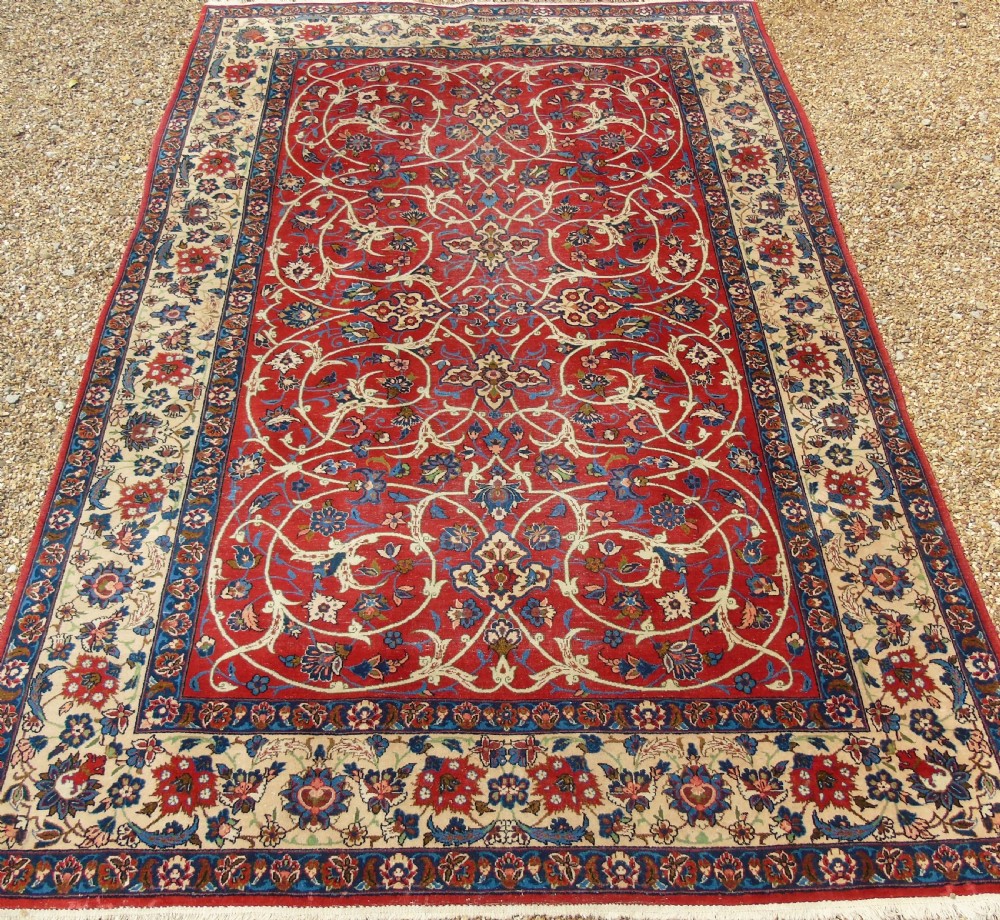 Antique Isfahan Carpet Room Size View II