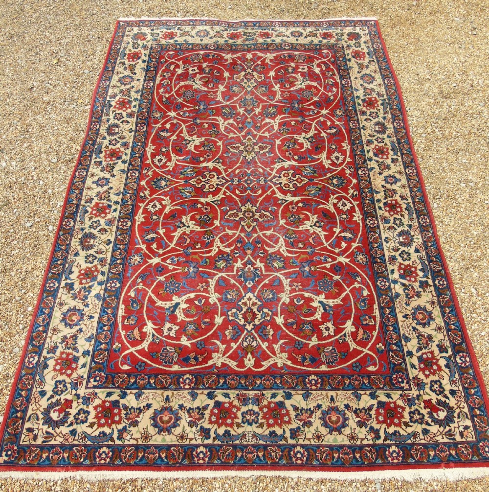 Antique Isfahan Carpet Room Size View III