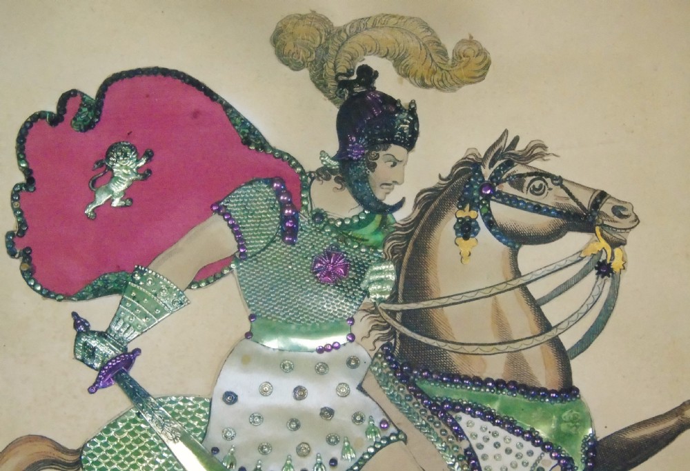 Antique Tinsel Picture St George and the Dragon View IV