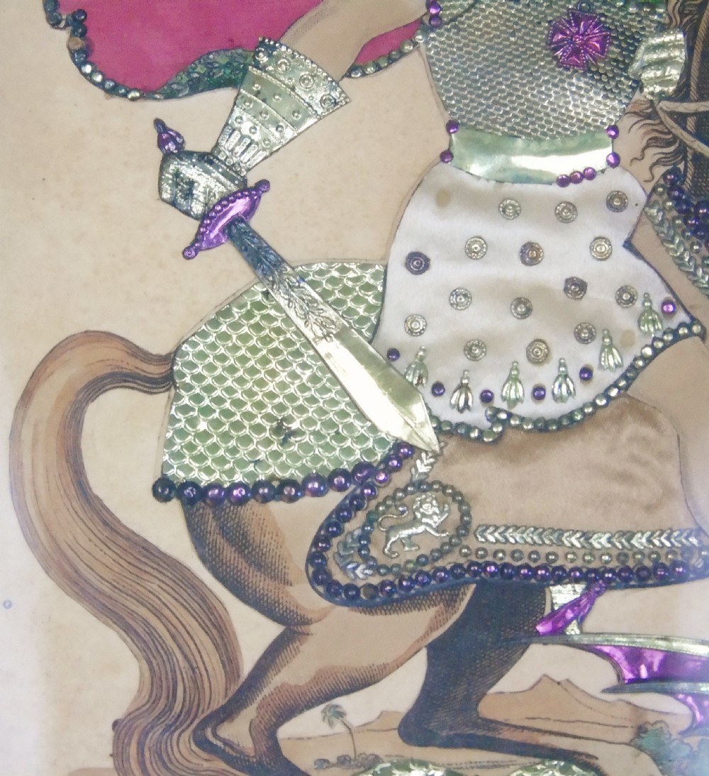 Antique Tinsel Picture St George and the Dragon View V