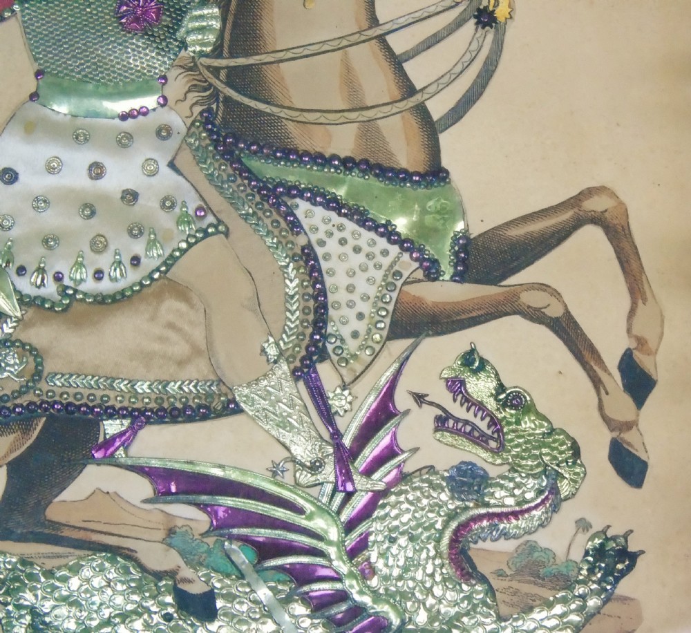 Antique Tinsel Picture St George and the Dragon View VI