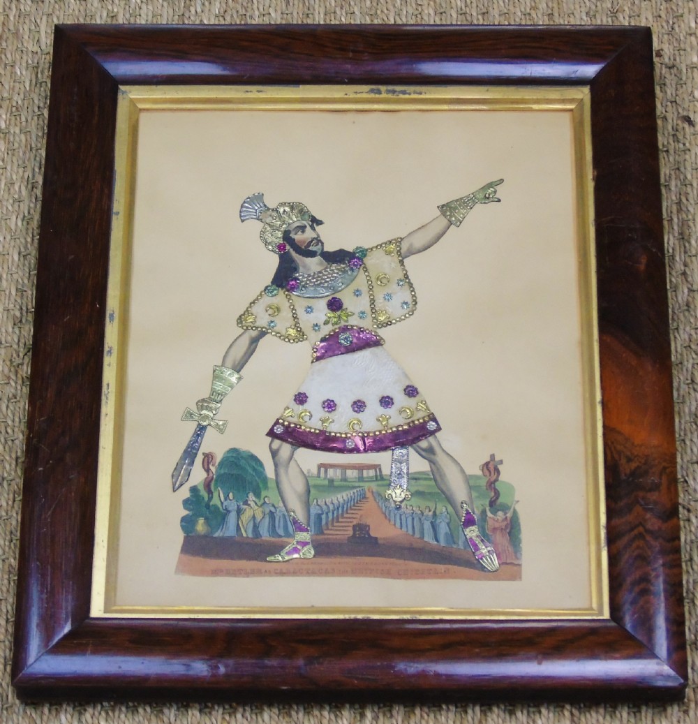 Antique Tinsel Picture Mr Butler as Caractacus the British Chieftain