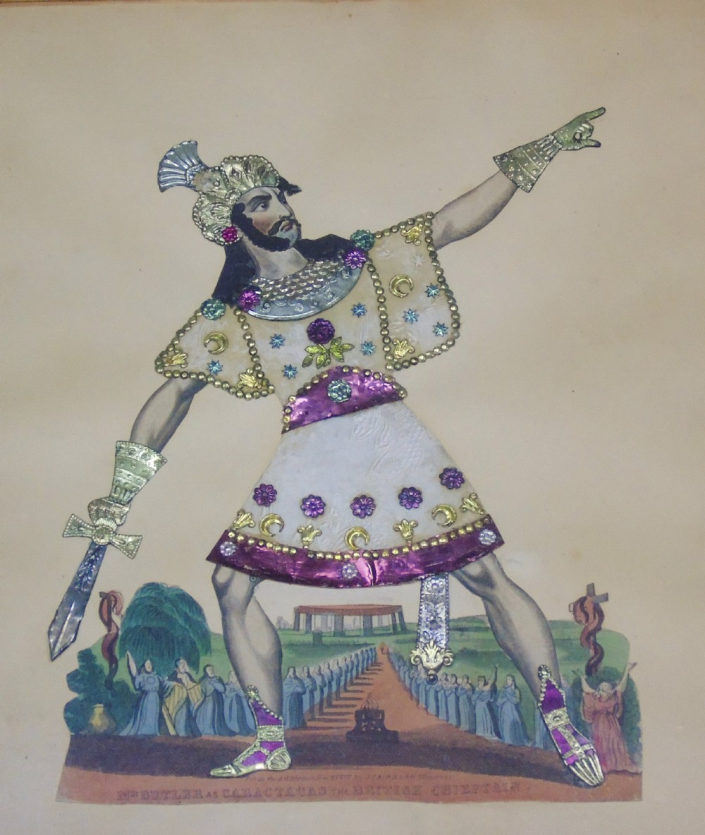 Antique Tinsel Picture Mr Butler as Caractacus the British Chieftain View II