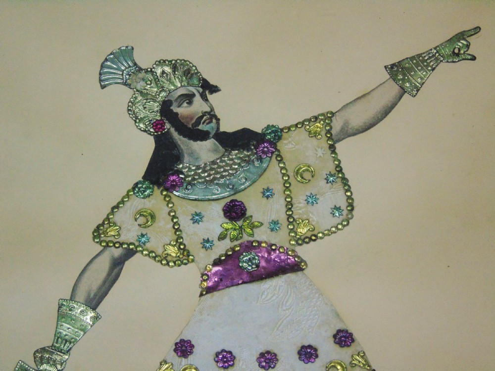 Antique Tinsel Picture Mr Butler as Caractacus the British Chieftain View III