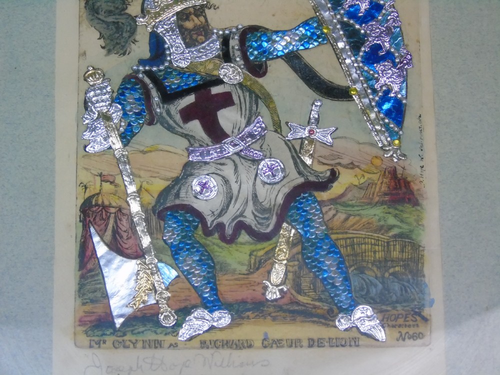 Antique Tinsel Picture Mr Glynn as Richard Cauer de Lion View IV