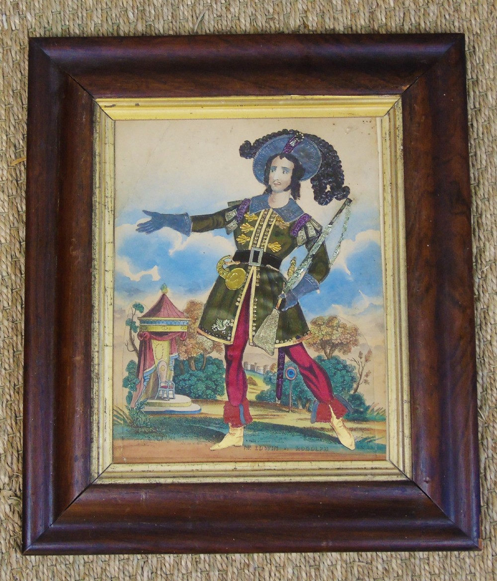 Antique Tinsel Picture Mr Edwin as Rodolph