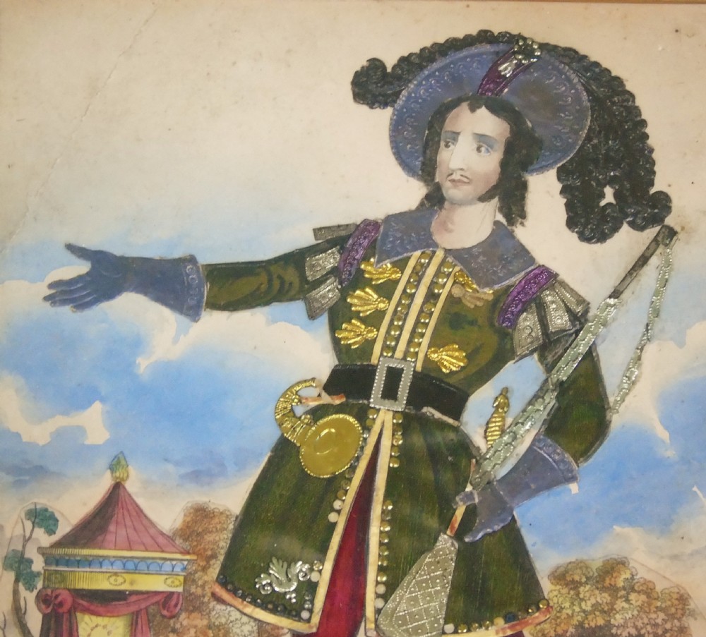 Antique Tinsel Picture Mr Edwin as Rodolph View III