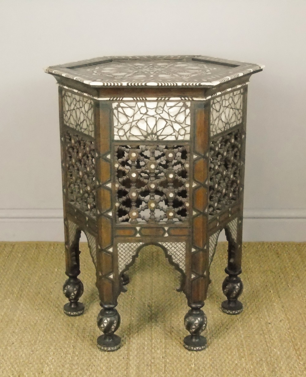 Antique Inlaid Damascus Hardwood Table