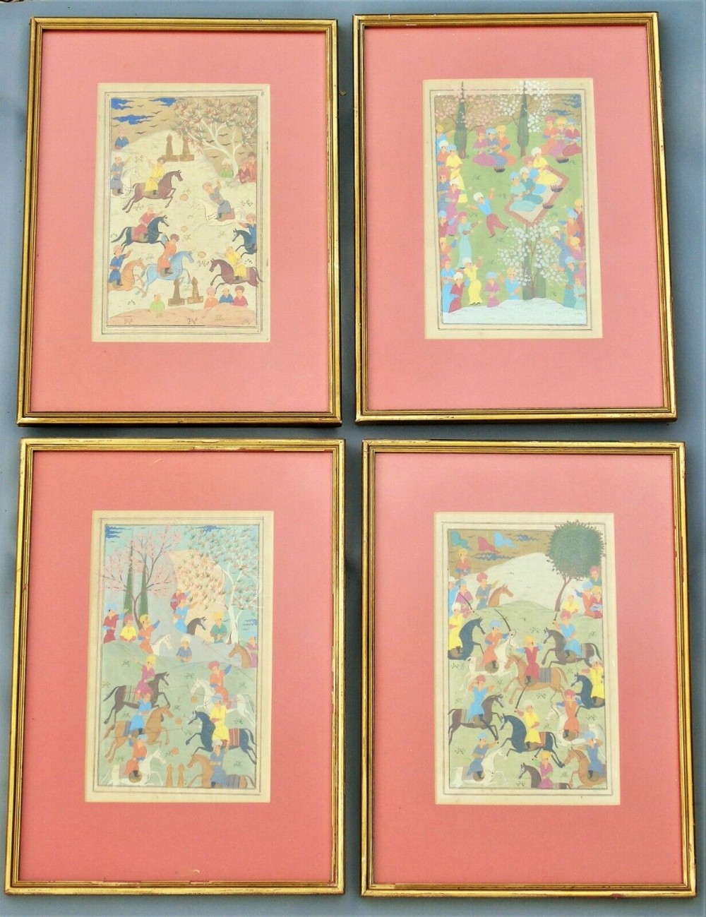 Antique Indian Gouache Paintings Set of Four