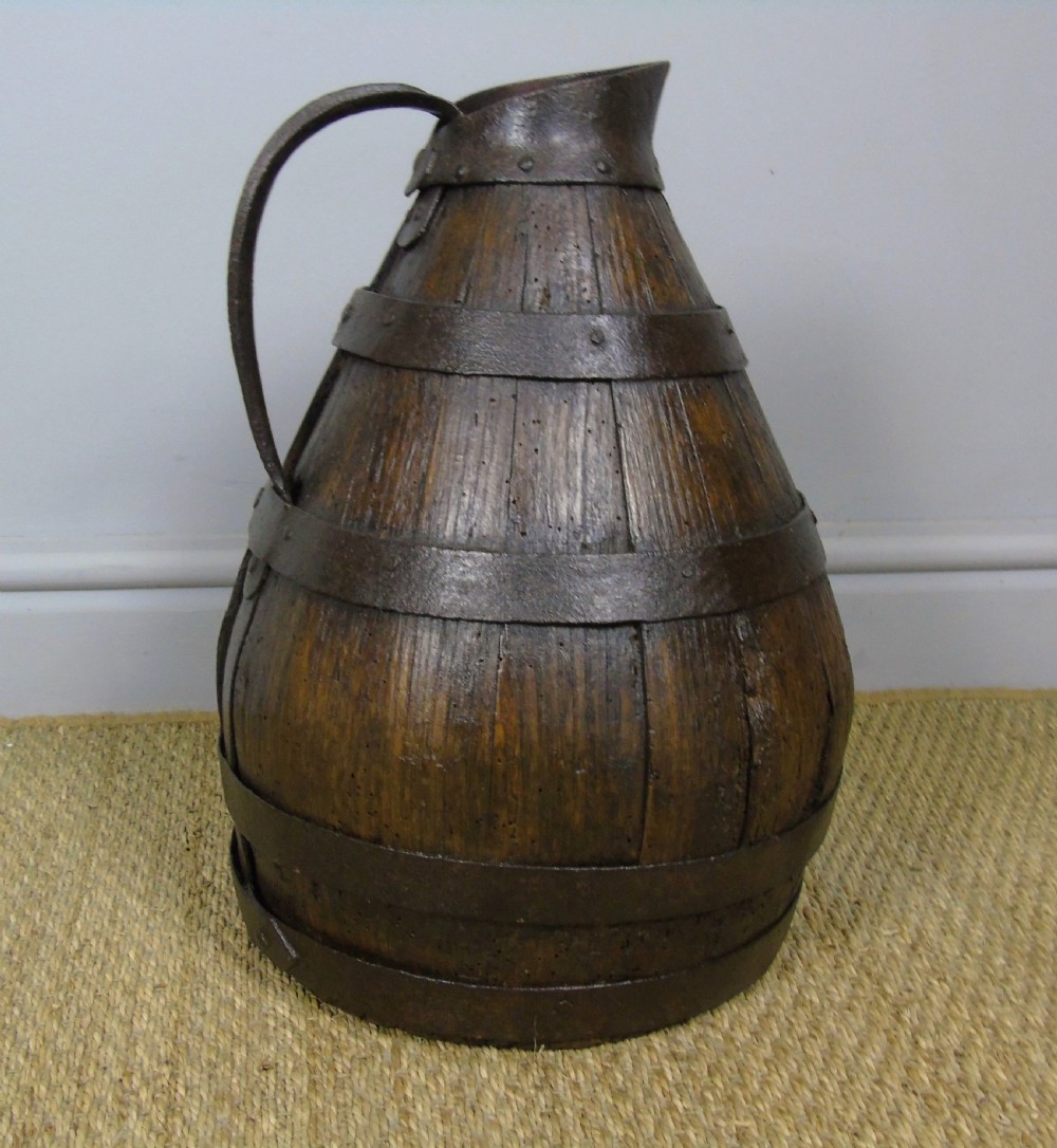 Charming Coopered Oak 19th Century Cider Jug View II