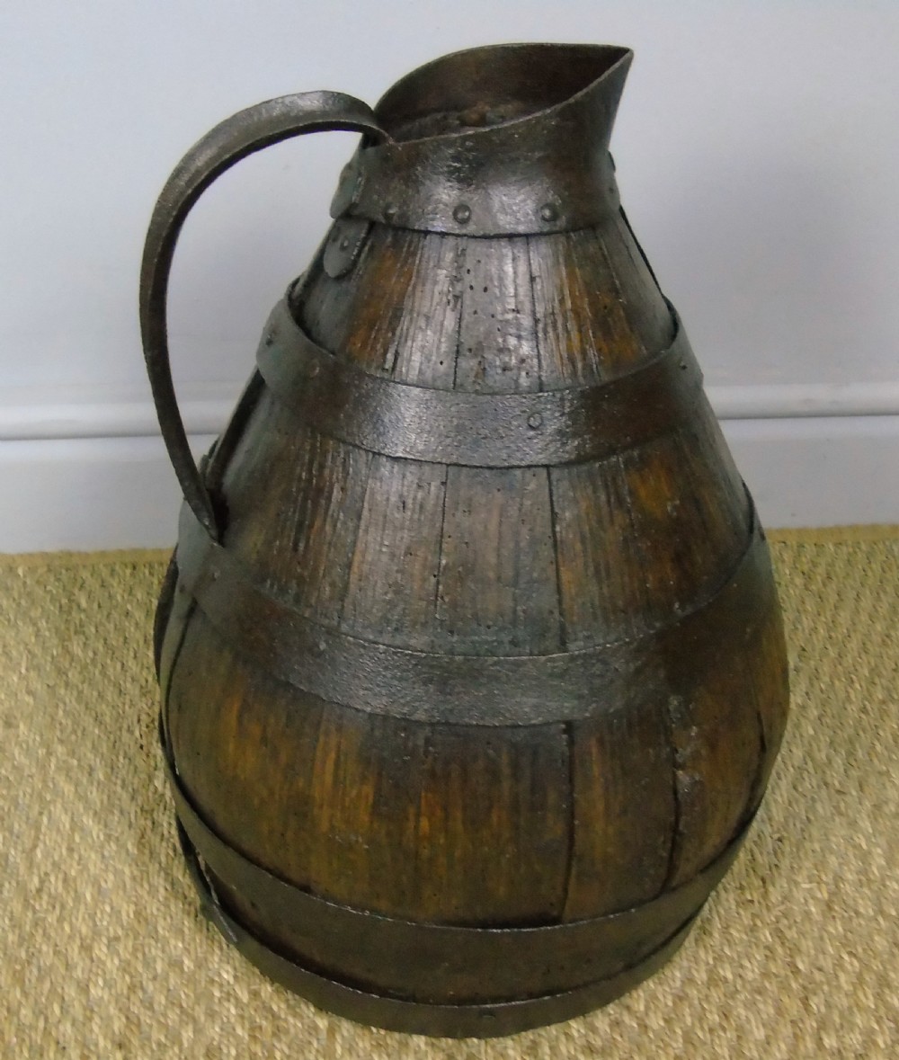 Charming Coopered Oak 19th Century Cider Jug View III
