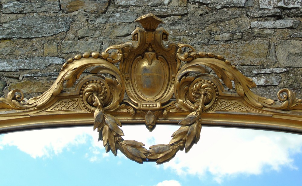 Grand 19th Century Arched Gilt Mirror Floor Standing View III