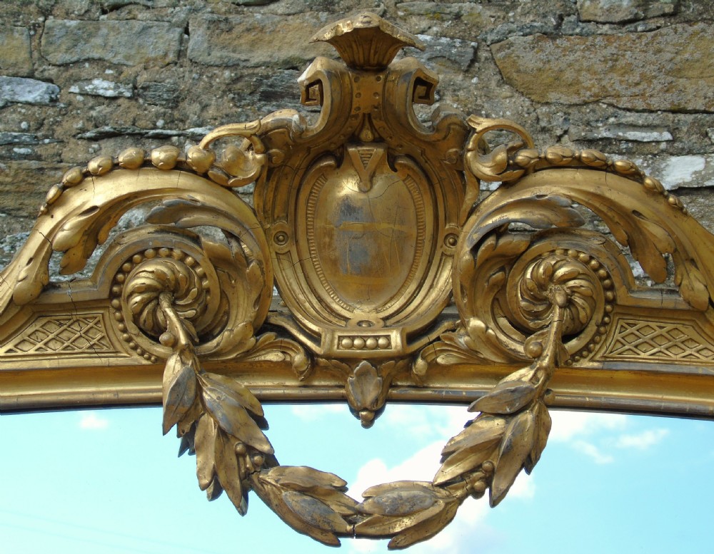 Grand 19th Century Arched Gilt Mirror Floor Standing View IV