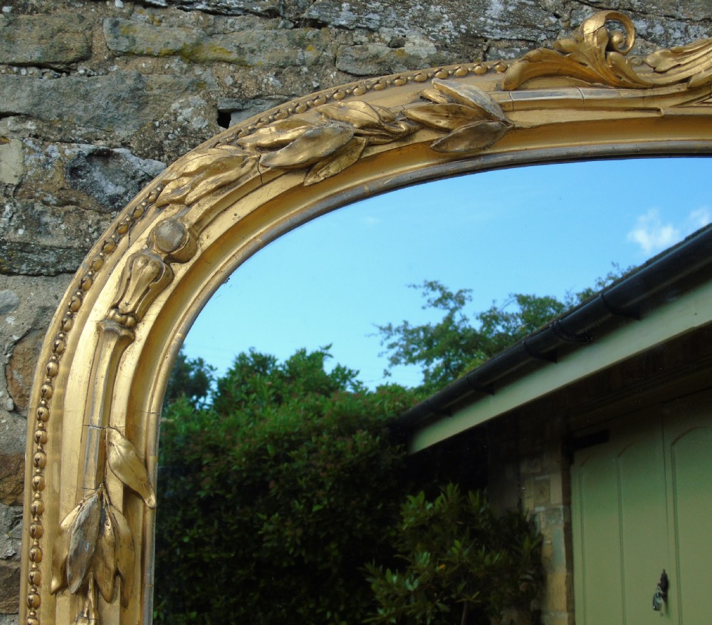 Grand 19th Century Arched Gilt Mirror Floor Standing View V